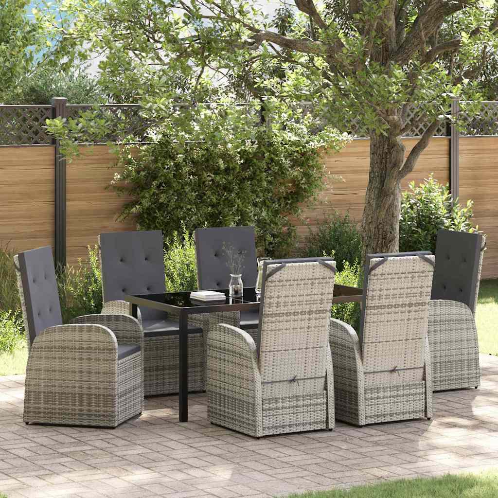 Set da Pranzo per Giardino con cuscino 7 pcs Grigio polyrattan - homemem39