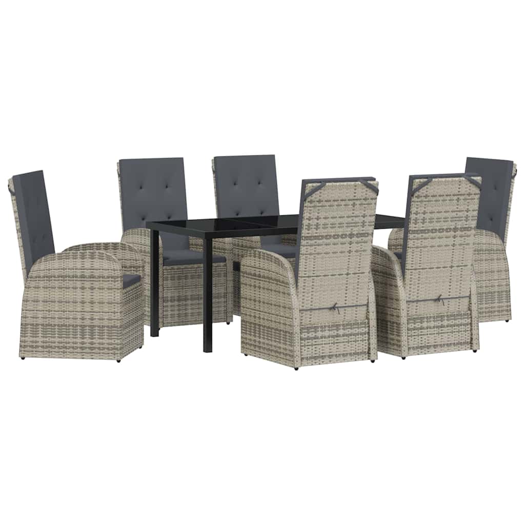 Set da Pranzo per Giardino con cuscino 7 pcs Grigio polyrattan - homemem39