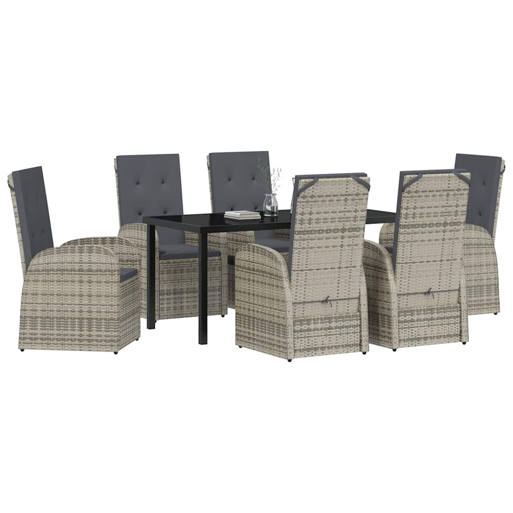 Set da Pranzo per Giardino con cuscino 7 pcs Grigio polyrattan - homemem39