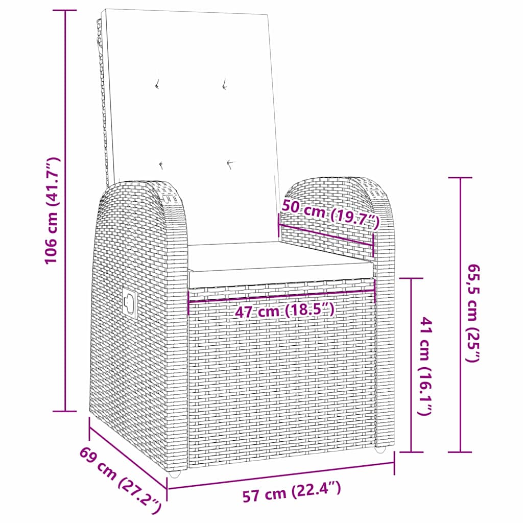 Set da Pranzo per Giardino con cuscino 7 pcs Grigio polyrattan | homemem39