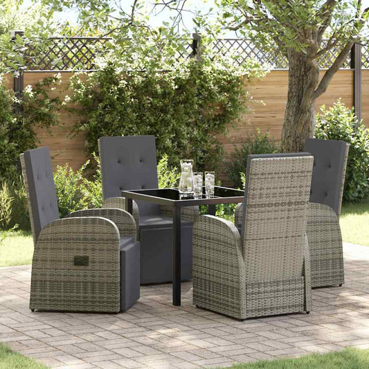 Set da Pranzo per Giardino con cuscino 5 pcs Grigio polyrattan - homemem39