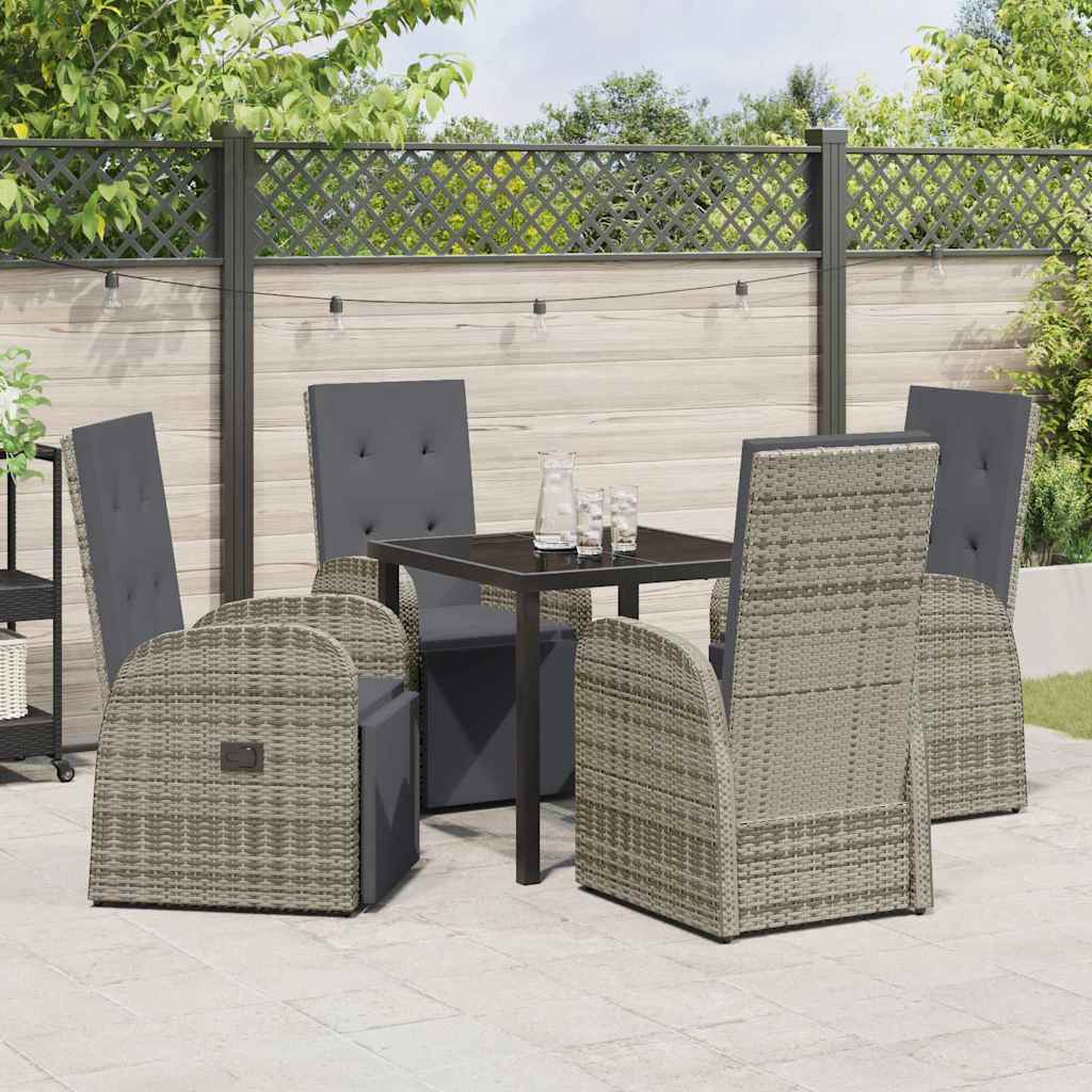 Set da Pranzo per Giardino con cuscino 5 pcs Grigio polyrattan - homemem39