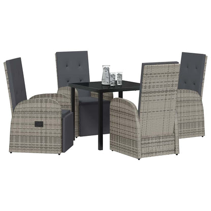 Set da Pranzo per Giardino con cuscino 5 pcs Grigio polyrattan - homemem39