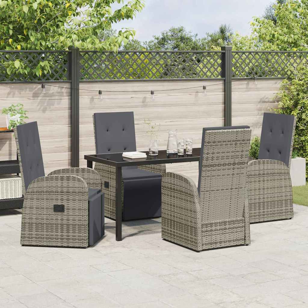 Set da Pranzo per Giardino con cuscino 5 pcs Grigio polyrattan - homemem39