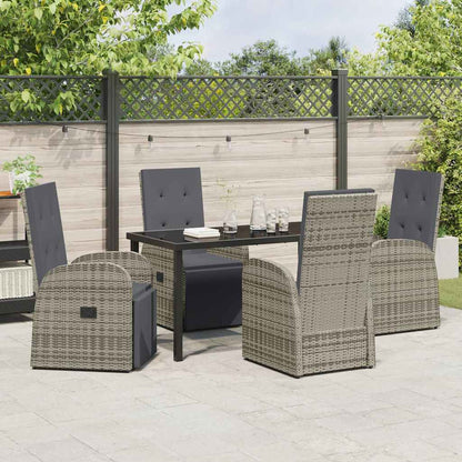 Set da Pranzo per Giardino con cuscino 5 pcs Grigio polyrattan - homemem39