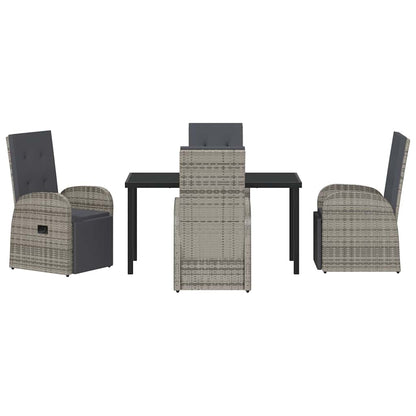Set da Pranzo per Giardino con cuscino 5 pcs Grigio polyrattan - homemem39
