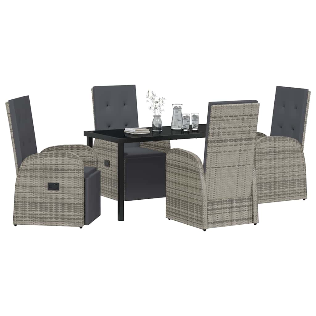 Set da Pranzo per Giardino con cuscino 5 pcs Grigio polyrattan - homemem39
