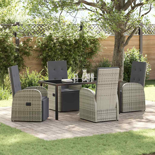 Set da Pranzo per Giardino con cuscino 5 pcs Grigio polyrattan - homemem39