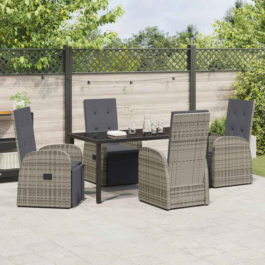 Set da Pranzo per Giardino con cuscino 5 pcs Grigio polyrattan - homemem39