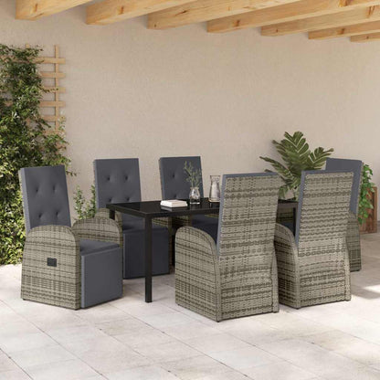 Set da Pranzo per Giardino con cuscino 7 pcs Grigio polyrattan - homemem39