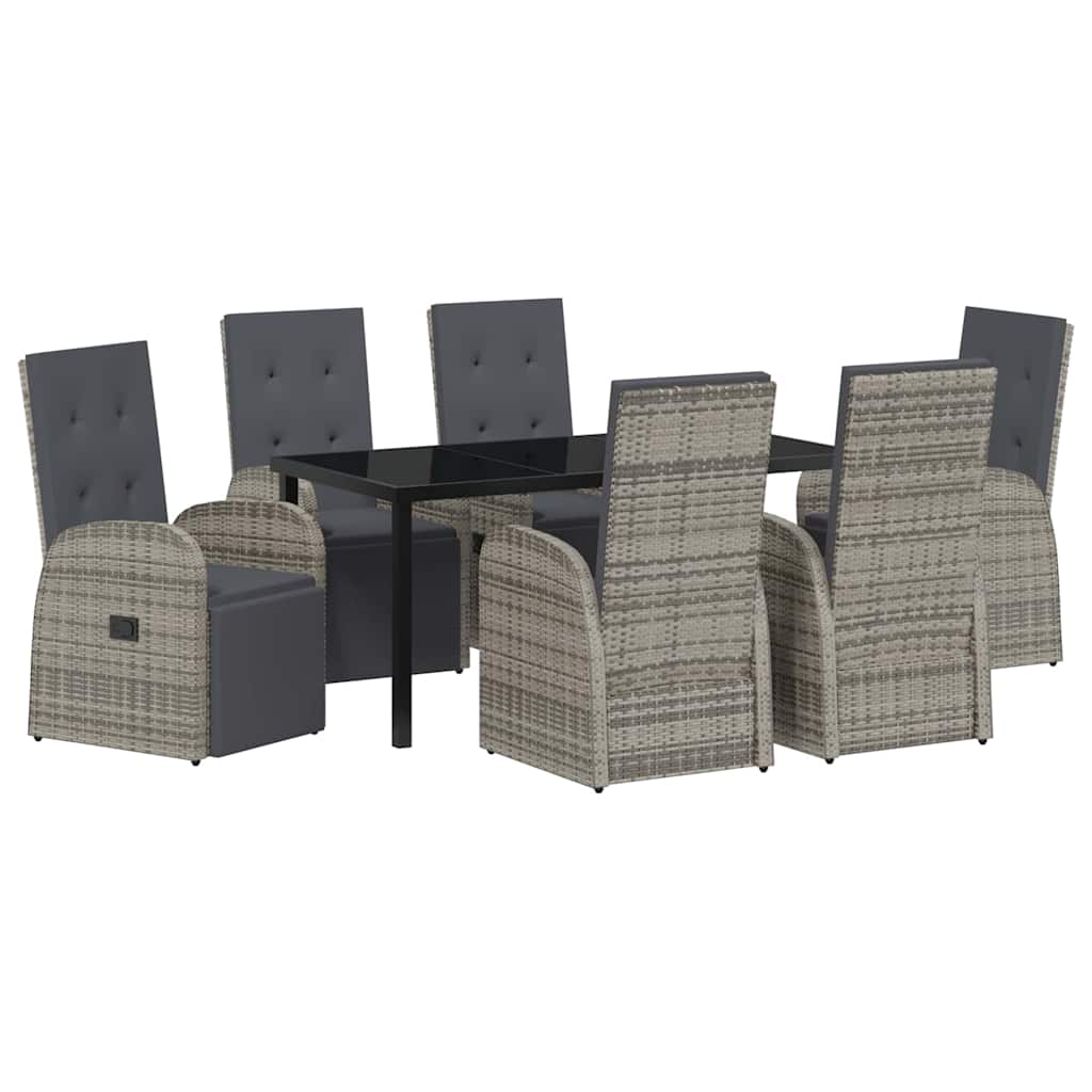 Set da Pranzo per Giardino con cuscino 7 pcs Grigio polyrattan - homemem39