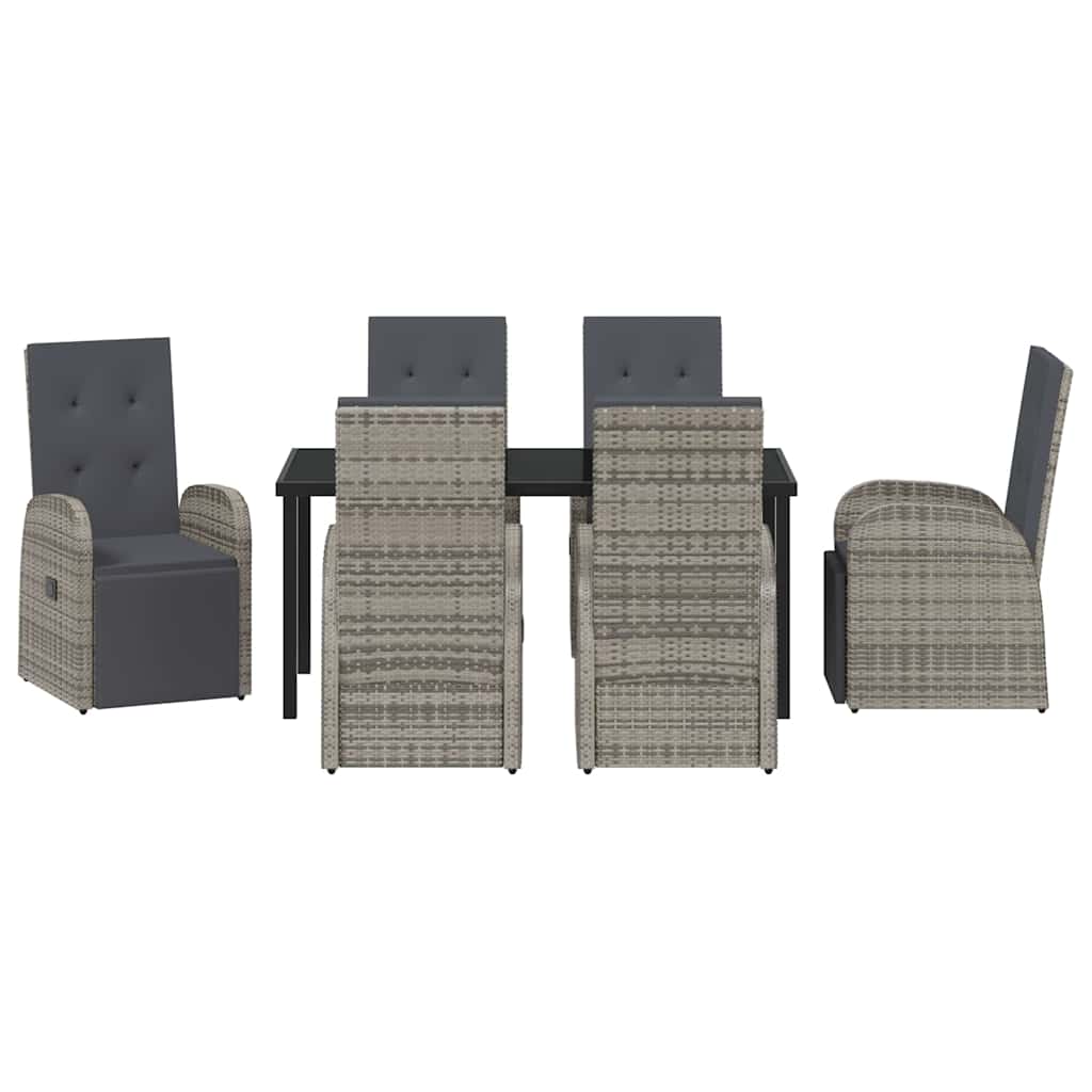 Set da Pranzo per Giardino con cuscino 7 pcs Grigio polyrattan - homemem39