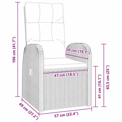 Set da Pranzo per Giardino con cuscino 3 pcs Nero polyrattan - homemem39