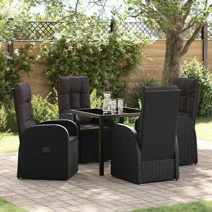 Set da Pranzo per Giardino con cuscino 5 pcs Nero polyrattan - homemem39