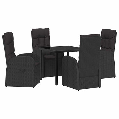 Set da Pranzo per Giardino con cuscino 5 pcs Nero polyrattan - homemem39
