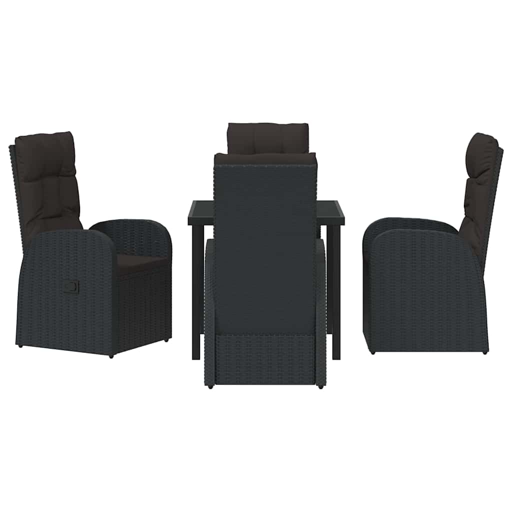 Set da Pranzo per Giardino con cuscino 5 pcs Nero polyrattan - homemem39