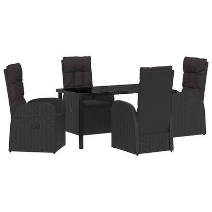 Set da Pranzo per Giardino con cuscino 5 pcs Nero polyrattan - homemem39