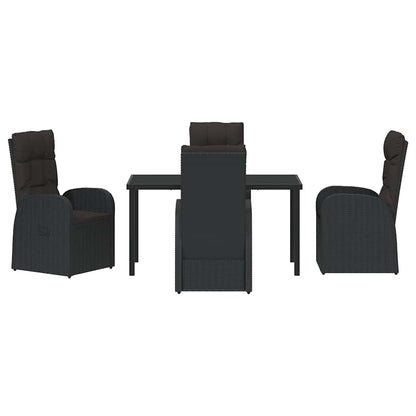 Set da Pranzo per Giardino con cuscino 5 pcs Nero polyrattan - homemem39