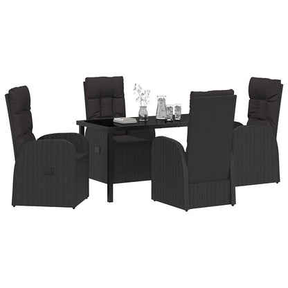 Set da Pranzo per Giardino con cuscino 5 pcs Nero polyrattan - homemem39