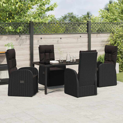Set da Pranzo per Giardino con cuscino 5 pcs Nero polyrattan - homemem39