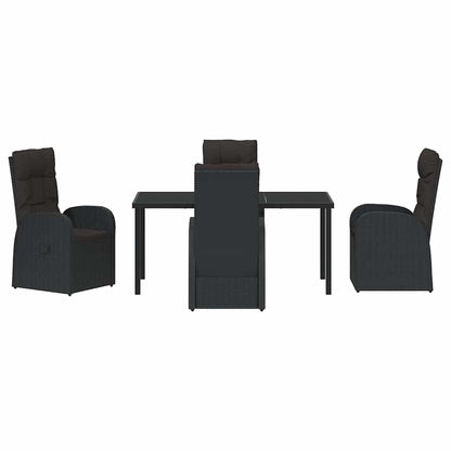 Set da Pranzo per Giardino con cuscino 5 pcs Nero polyrattan - homemem39