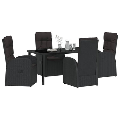 Set da Pranzo per Giardino con cuscino 5 pcs Nero polyrattan - homemem39