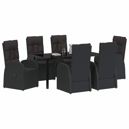Set da Pranzo per Giardino con cuscino 7 pcs Nero polyrattan - homemem39