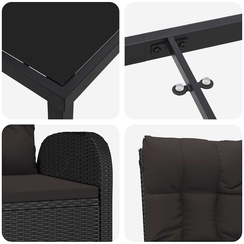 Set da Pranzo per Giardino 9 pz Nero polyrattan | homemem39