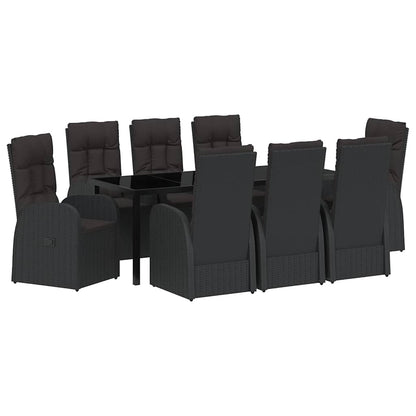 Set da Pranzo per Giardino 9 pz Nero polyrattan | homemem39