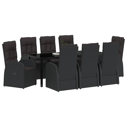 Set da Pranzo per Giardino 9 pz Nero polyrattan | homemem39