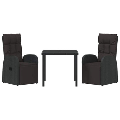 Set da Pranzo per Giardino con cuscino 3 pcs Nero polyrattan - homemem39