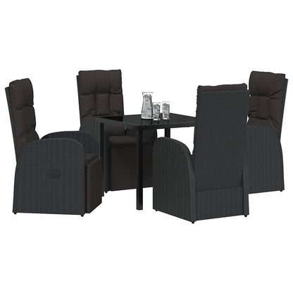 Set da Pranzo per Giardino con cuscino 5 pcs Nero polyrattan - homemem39