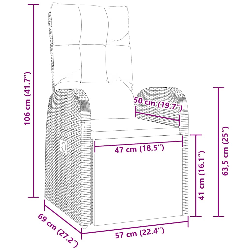 Set da Pranzo per Giardino con cuscino 5 pcs Nero polyrattan | homemem39