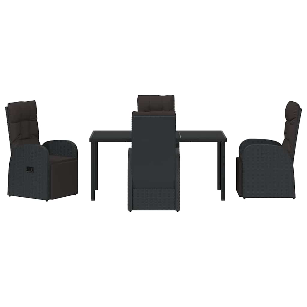 Set da Pranzo per Giardino con cuscino 5 pcs Nero polyrattan - homemem39