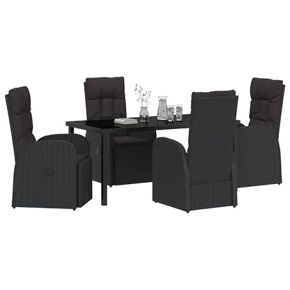 Set da Pranzo per Giardino con cuscino 5 pcs Nero polyrattan - homemem39