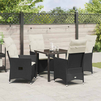 Set da Pranzo per Giardino con cuscino 5 pcs Nero Poly Rattan - homemem39