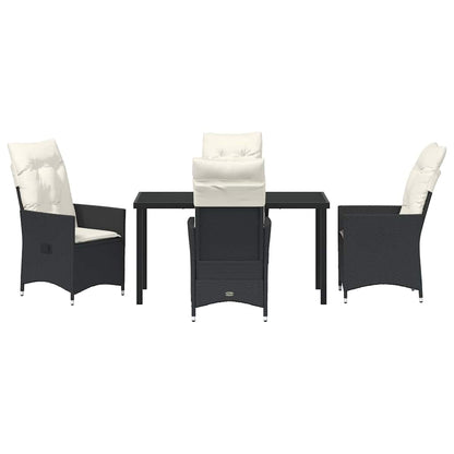 Set da Pranzo per Giardino con cuscino 5 pcs Nero Poly Rattan - homemem39