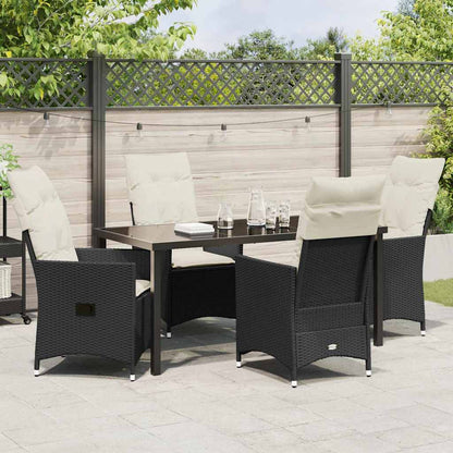 Set da Pranzo per Giardino con cuscino 5 pcs Nero Poly Rattan - homemem39