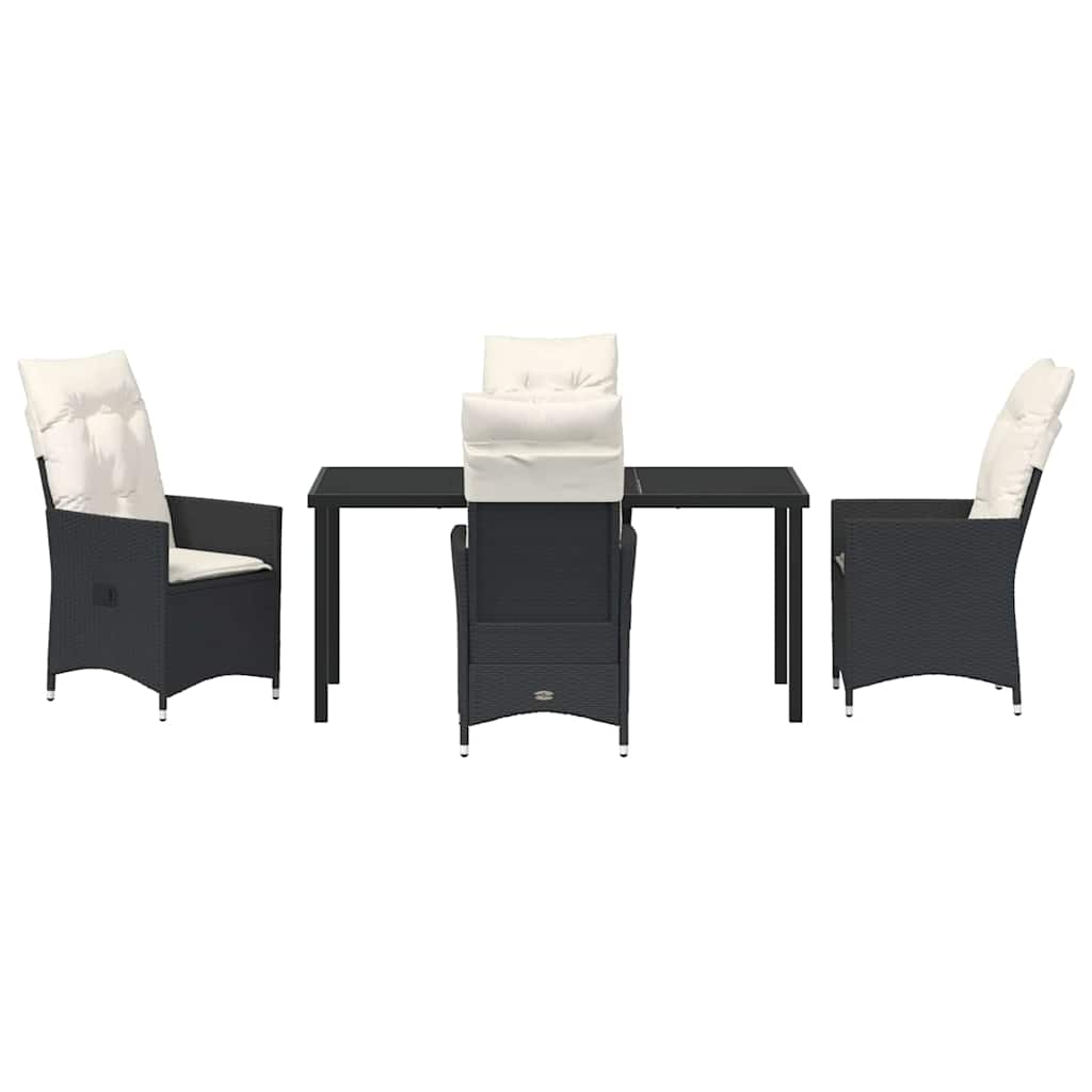 Set da Pranzo per Giardino con cuscino 5 pcs Nero Poly Rattan - homemem39
