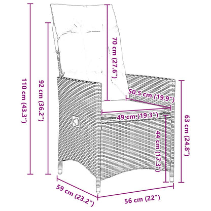 Set da Pranzo per Giardino con cuscino 5 pcs Nero Poly Rattan - homemem39