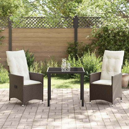 Set da Pranzo per Giardino 3 pcs Marrone Poly Rattan - homemem39