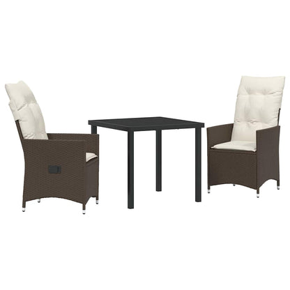 Set da Pranzo per Giardino 3 pcs Marrone Poly Rattan - homemem39