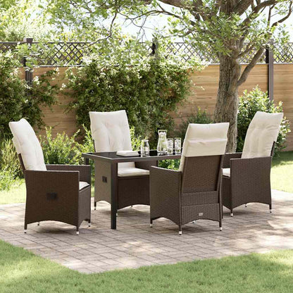 Set da Pranzo per Giardino 5 pcs Marrone Poly Rattan - homemem39