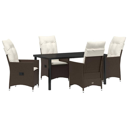 Set da Pranzo per Giardino con cuscino 5 pcs Marrone polyrattan | homemem39