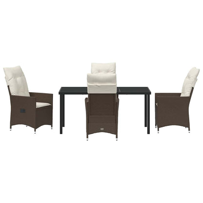 Set da Pranzo per Giardino con cuscino 5 pcs Marrone polyrattan