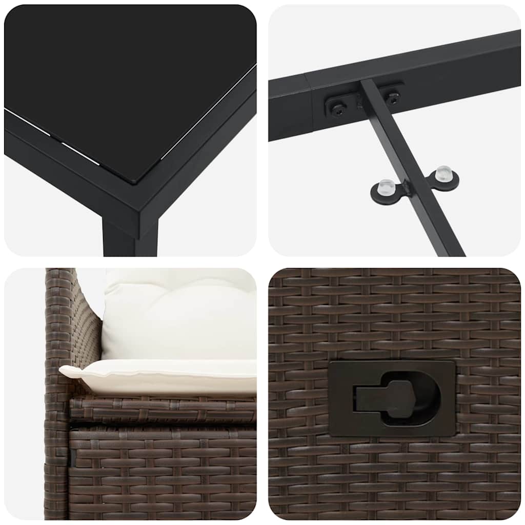 Set da Pranzo per Giardino 7 pcs Marrone Poly Rattan - homemem39