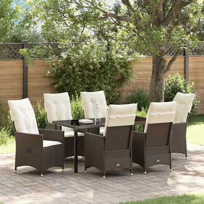 Set da Pranzo per Giardino 7 pcs Marrone Poly Rattan - homemem39