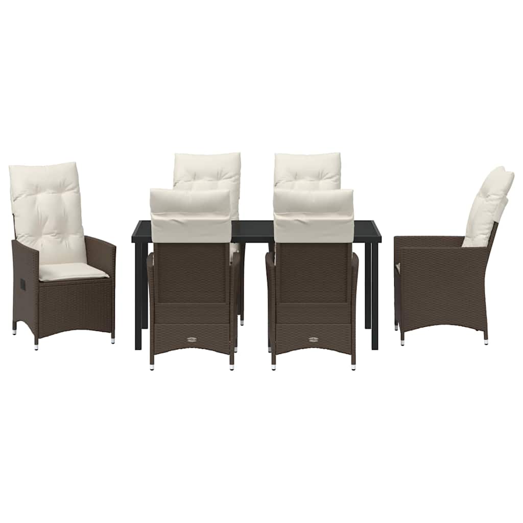 Set da Pranzo per Giardino 7 pcs Marrone Poly Rattan - homemem39