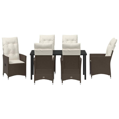 Set da Pranzo per Giardino 7 pcs Marrone Poly Rattan - homemem39