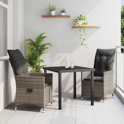 Set da Pranzo per Giardino con cuscino 3 pcs Grigio Poly Rattan - homemem39